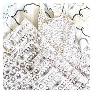 Lauren Conrad Crochet Off-White Maxi Dress